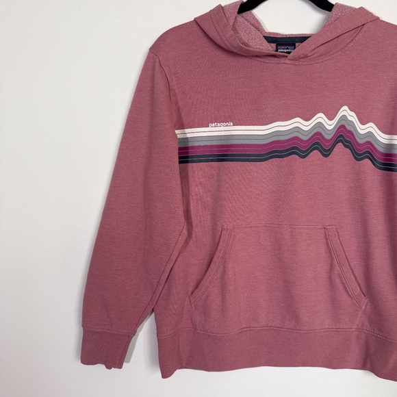 Patagonia Kids Lightweight Hoody Sweatshirt Ridge Rise Light Star Pretty Pink XL - Picture 10 of 15